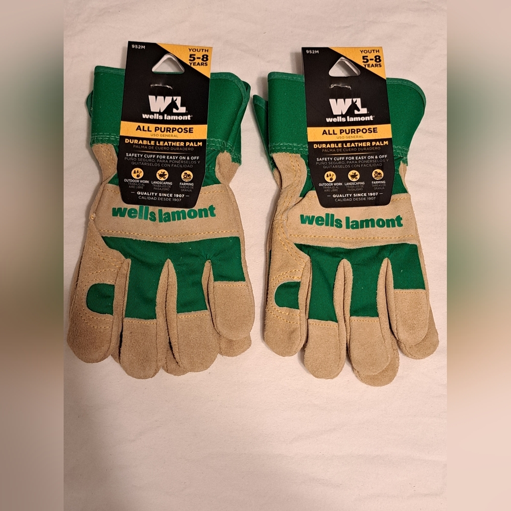 Wells Lamont Gloves Size Youth 5-8 Years Tan Green Bundle New